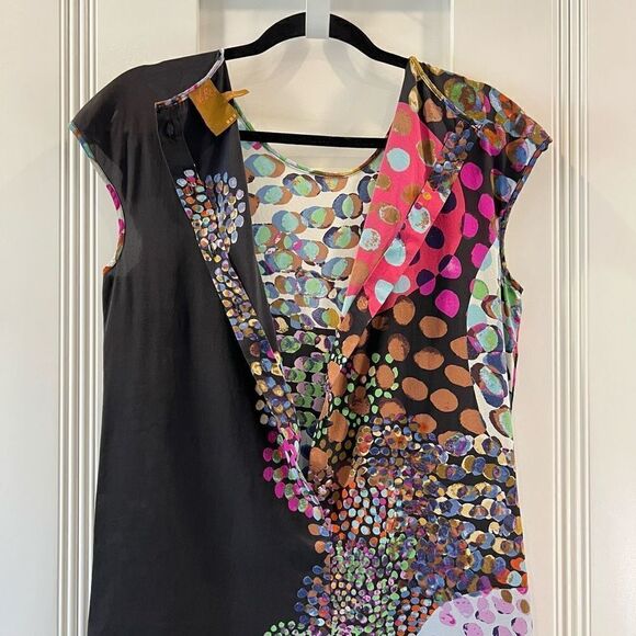 Anthropologie Ali Ro Women’s 4 100% Silk Multi Fabric Print Mini Dress Abstract - Picture 8 of 11